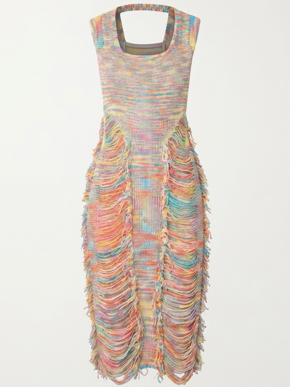 Fashion Nova Multicolor Fringe Knit Midi Dress